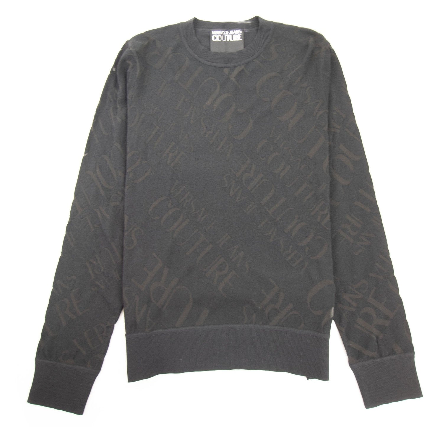Versace Jeans Couture Embossed Writing Knitted Jumper Black
