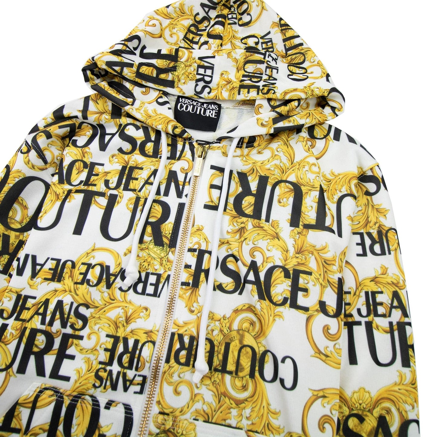 Versace Jeans Couture Baroque Print Zip Hoody White