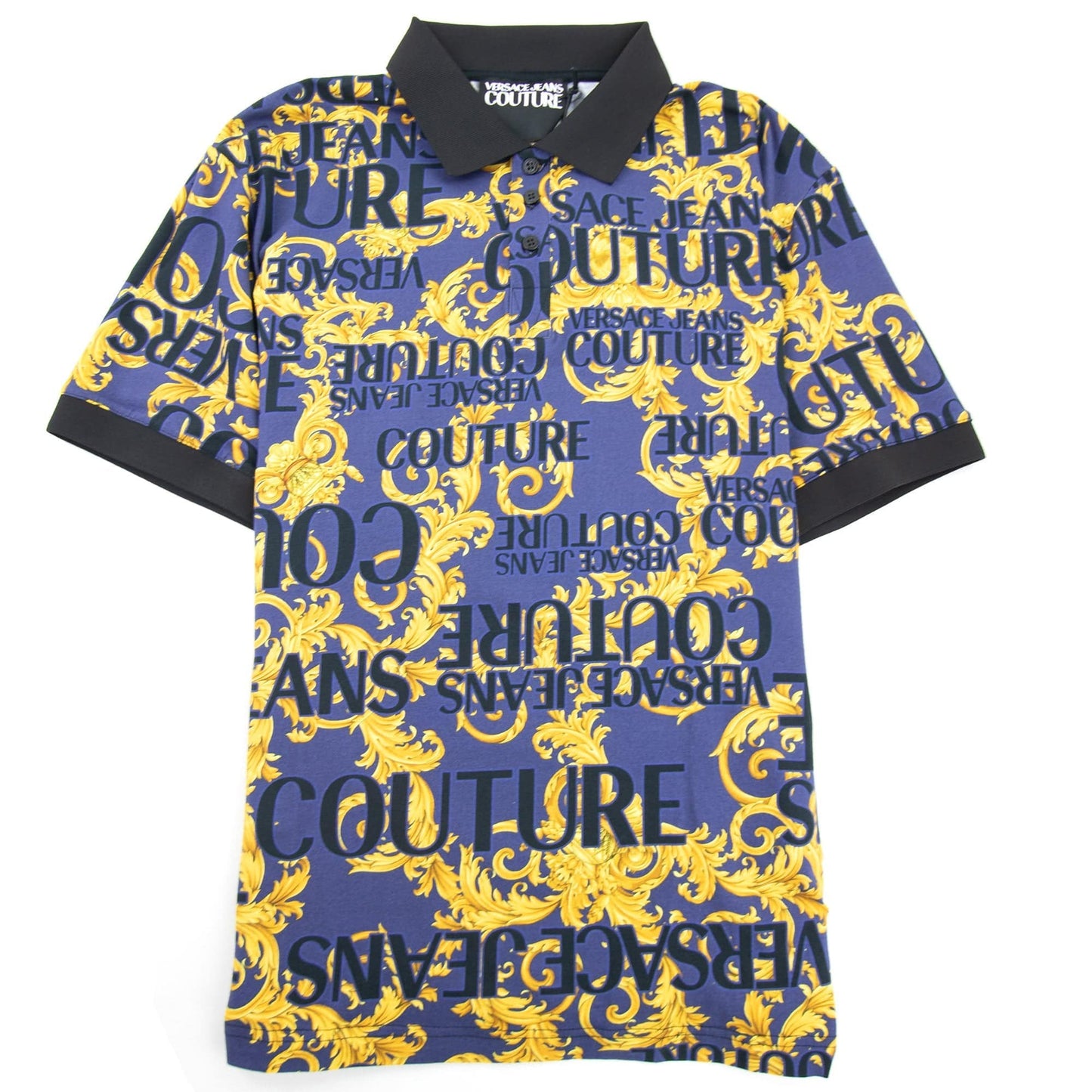 Versace Jeans Couture Baroque Print Polo Blue