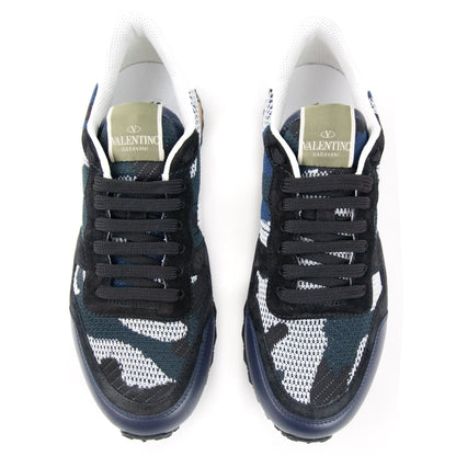 Valentino Mesh Fabric Camouflage Sneaker Indigo 31J