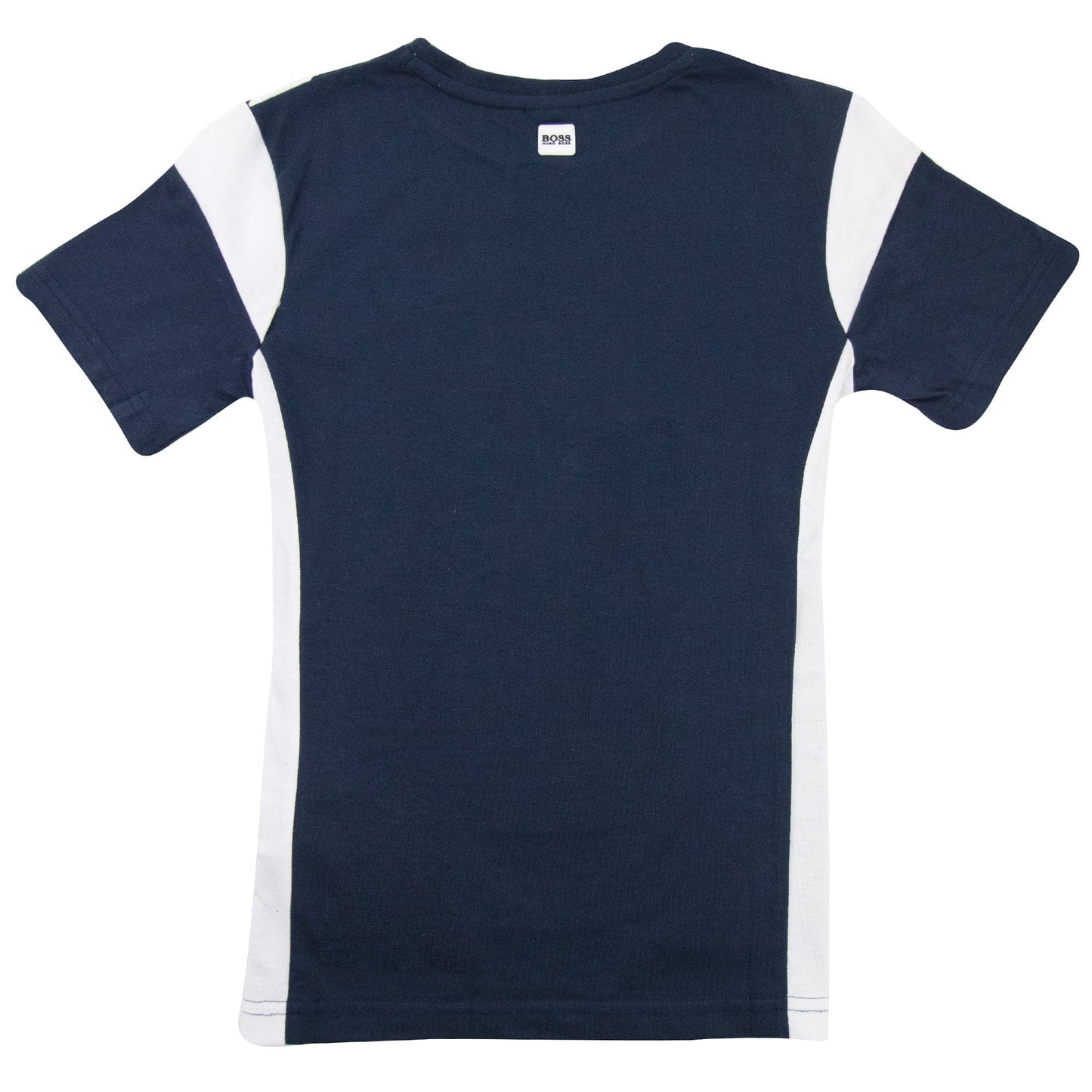Hugo Boss Kids Logo Print Colour Block T Shirt Navy