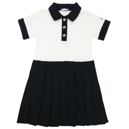 Moncler Junior Polo Pleated Skirt Dress White 034