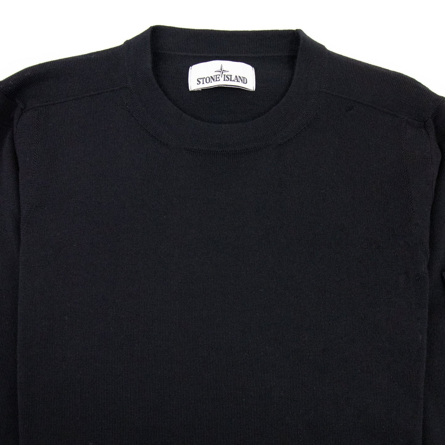 Stone Island Merino Wool Logo Jumper Black V0029