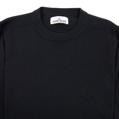 Stone Island Merino Wool Logo Jumper Black V0029