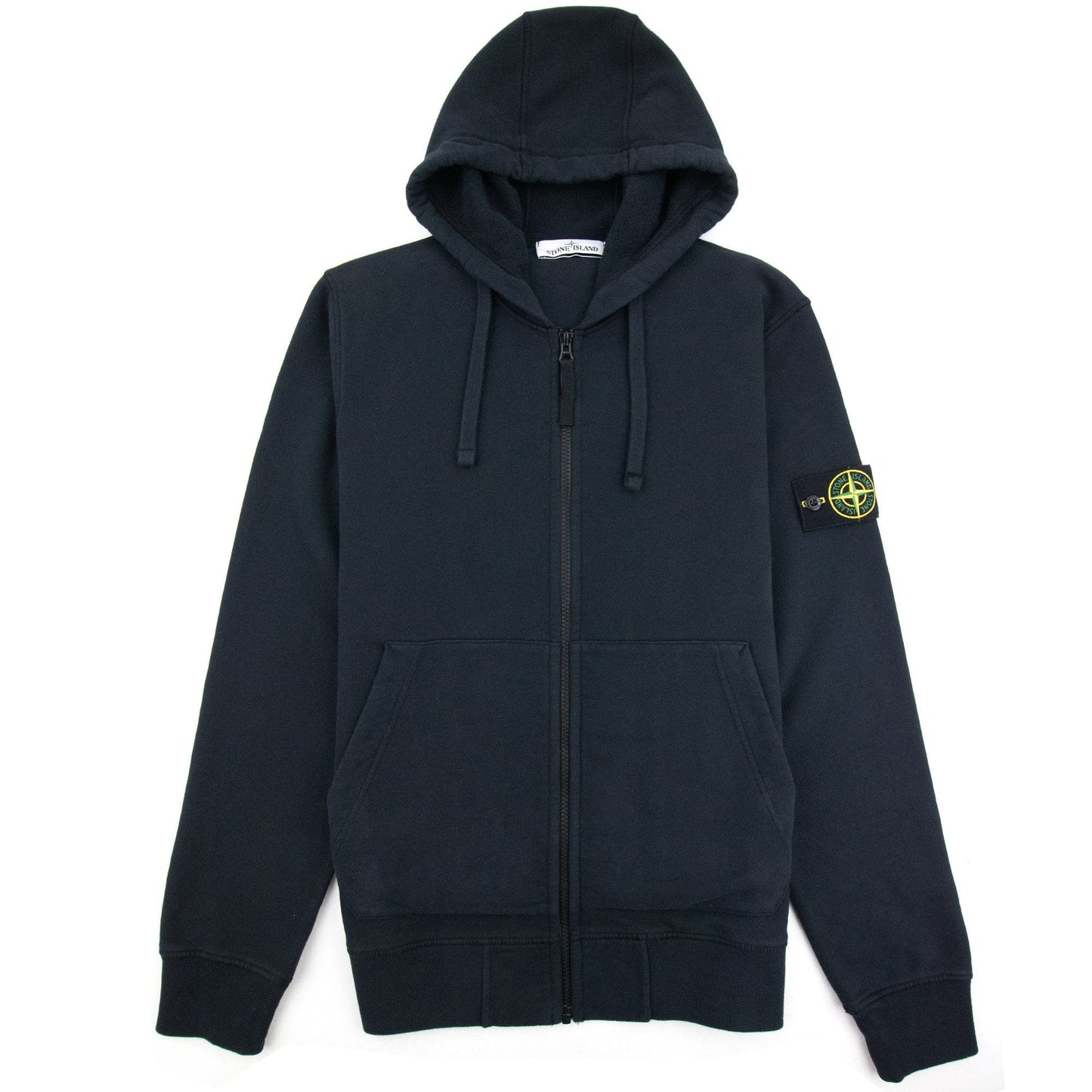 Stone Island Open Zip Up Hooded Sweatshirt Navy V0020