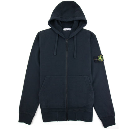 Stone Island Open Zip Up Hooded Sweatshirt Navy V0020