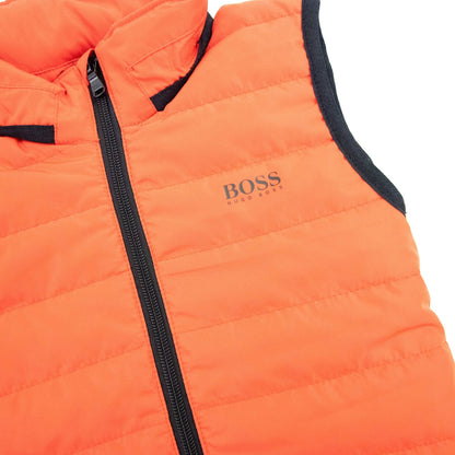 Hugo Boss Kids Concealed Hood Padded Gilet Spicy Orange 499