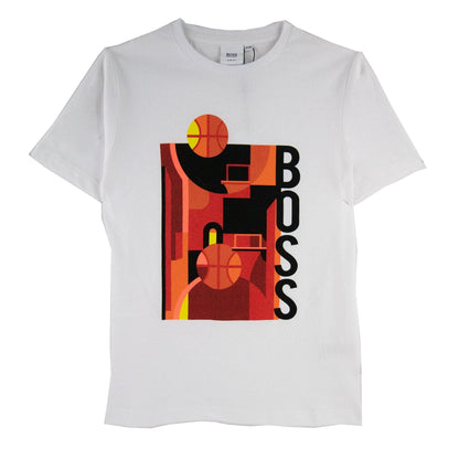 Hugo Boss Kids Basket Ball Logo Print T-shirt White