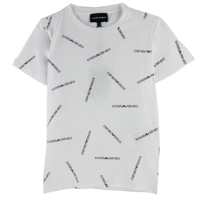Emporio Armani Jnr All Over Print T Shirt White F112