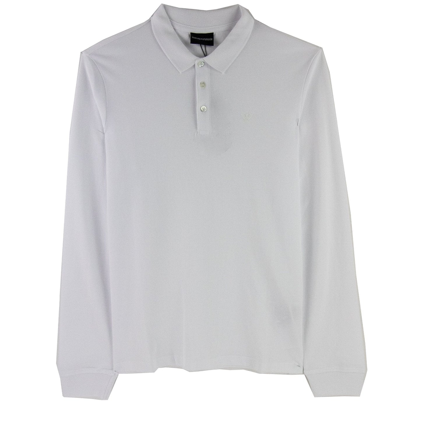 Emporio Armani Logo Long Sleeve Polo Shirt White 0100
