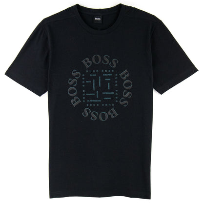 Hugo Boss City Logo Print T Shirt Black 001