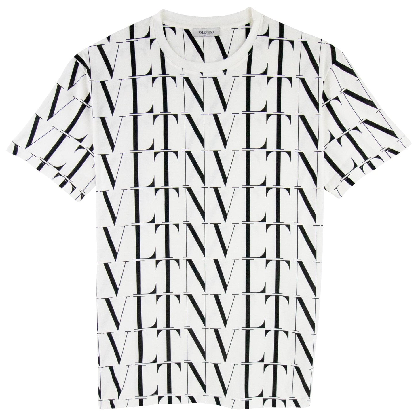 Valentino Logo Pattern Crewneck T Shirt White/black