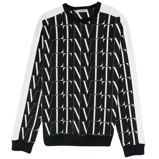 Valentino Logo Pattern Contrast Tape Stretch Sweatshirt Black/white