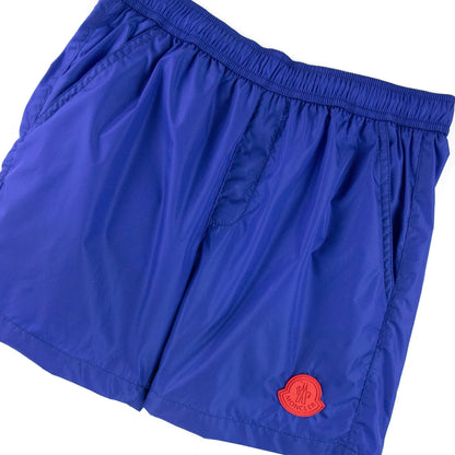 Moncler Junior Mare Rubber Logo Swim Shorts Electric Blue
