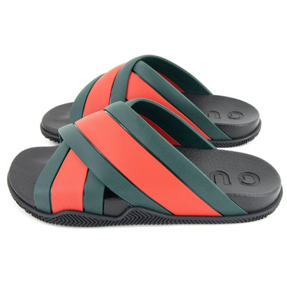Gucci Rubber Slide Sandal With Web Red/green 8460