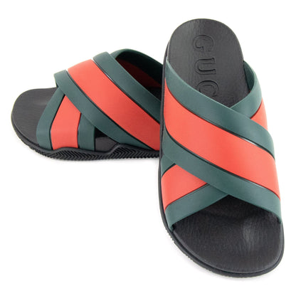 Gucci Rubber Slide Sandal With Web Red/green 8460