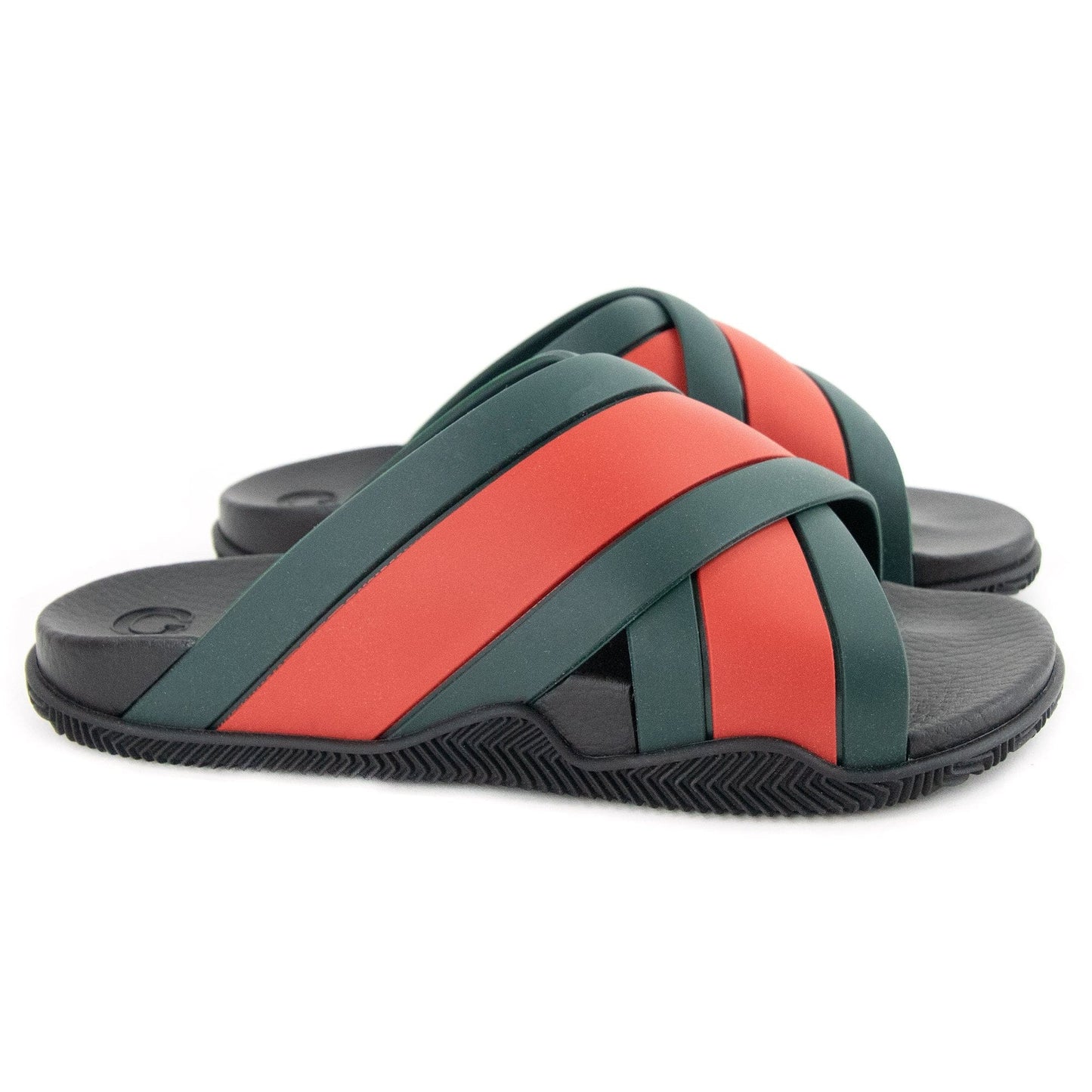 Gucci Rubber Slide Sandal With Web Red/green 8460