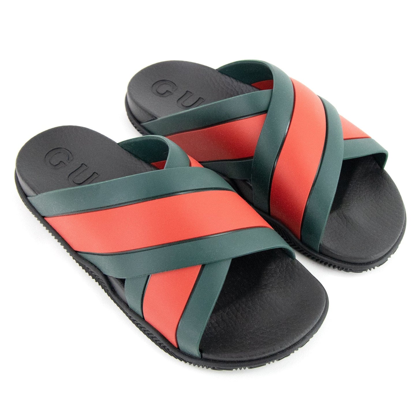 Gucci Rubber Slide Sandal With Web Red/green 8460