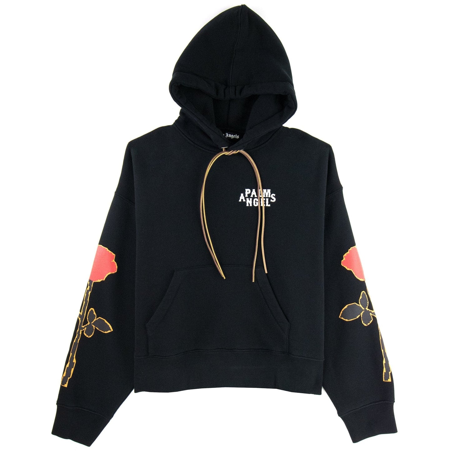 Palm Angels Side Roses Print Hooded Sweatshirt Black/red