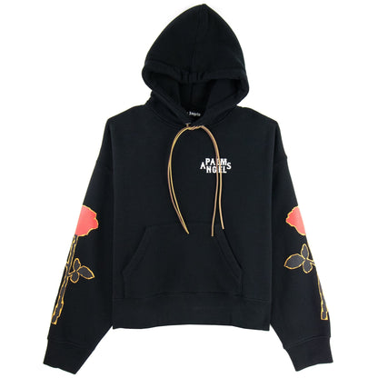 Palm Angels Side Roses Print Hooded Sweatshirt Black/red