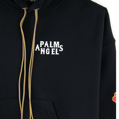 Palm Angels Side Roses Print Hooded Sweatshirt Black/red