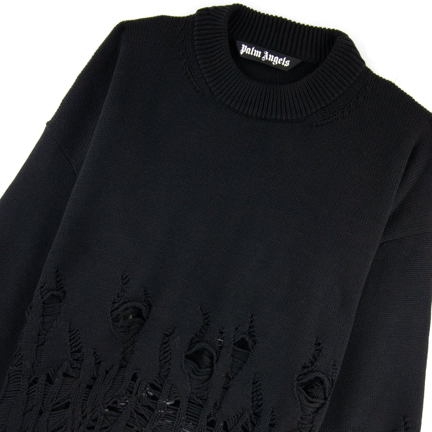 Palm Angels Distressed Flames Sweater Black/white