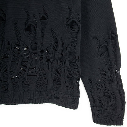 Palm Angels Distressed Flames Sweater Black/white