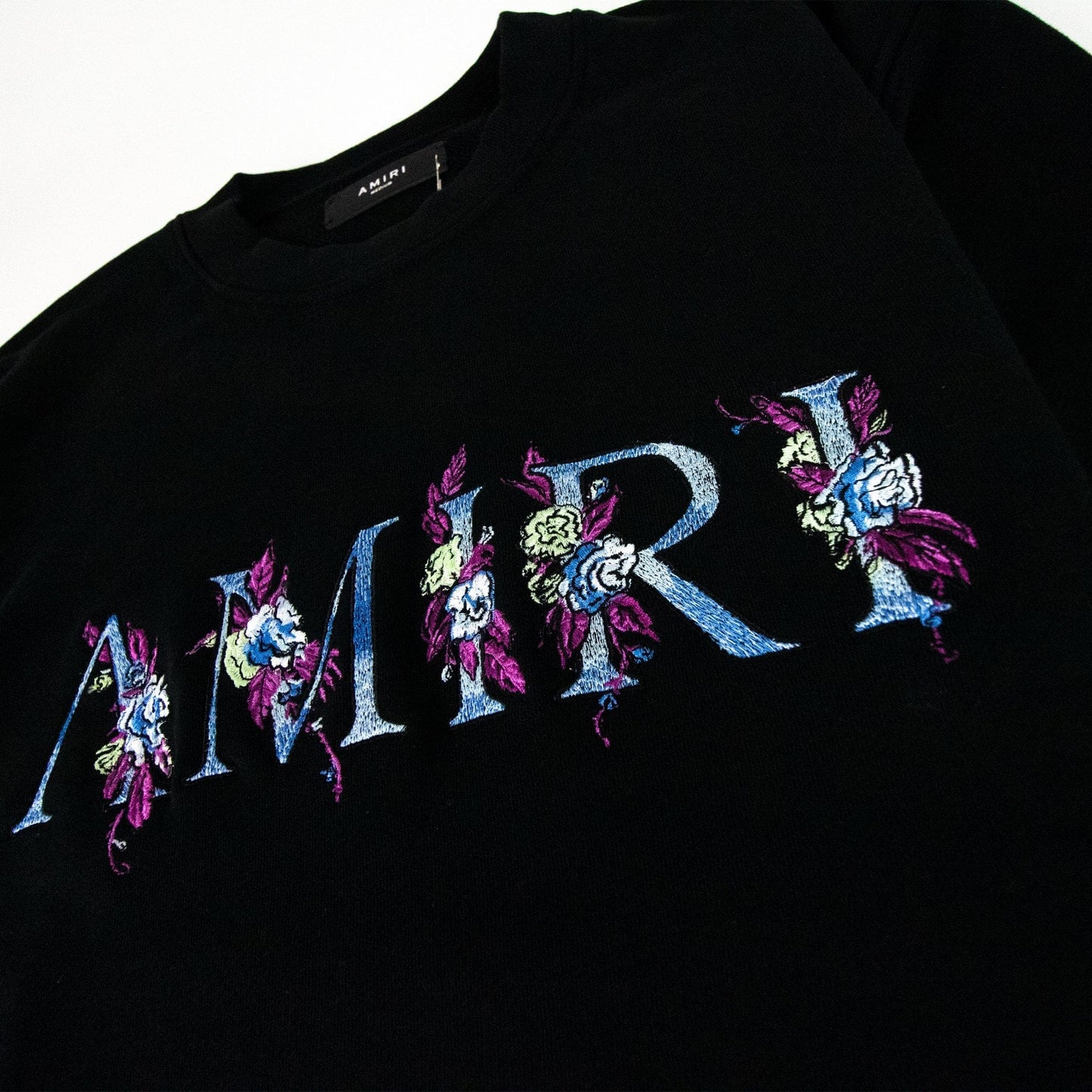 Amiri Floral Crewneck Sweatshirt Black