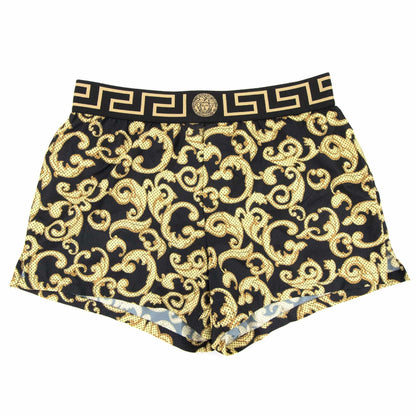 Versace Baroque Gold Print Swim Shorts Nero/oro