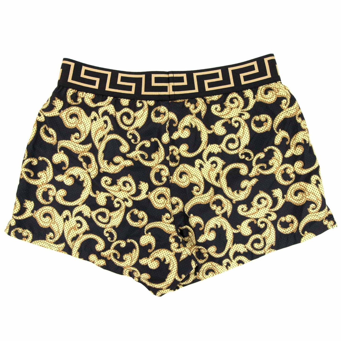Versace Baroque Gold Print Swim Shorts Nero/oro