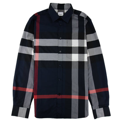 Burberry Check Poplin Shirt Navy