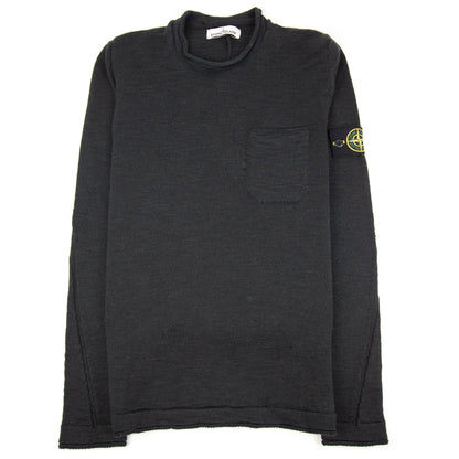 Stone Island Chest Pocket Rolled Neck Sweat Dark Grey V0065