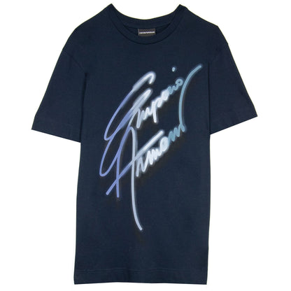 Emporio Armani Signature Logo T Shirt Blue Navy 0922
