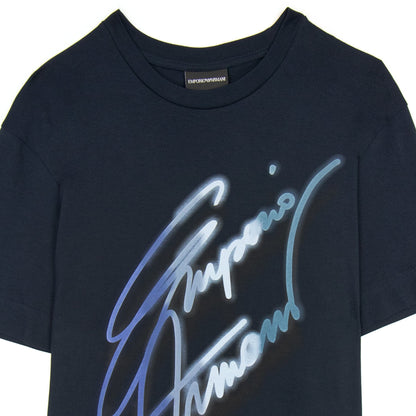 Emporio Armani Signature Logo T Shirt Blue Navy 0922