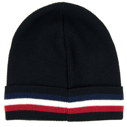 Moncler Tricolour Logo Beanie Hat Black