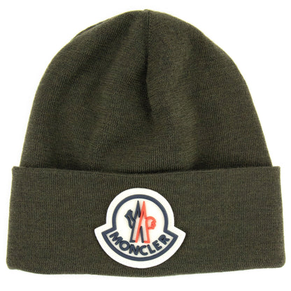 Moncler Large Logo Beanie Hat Dark Green