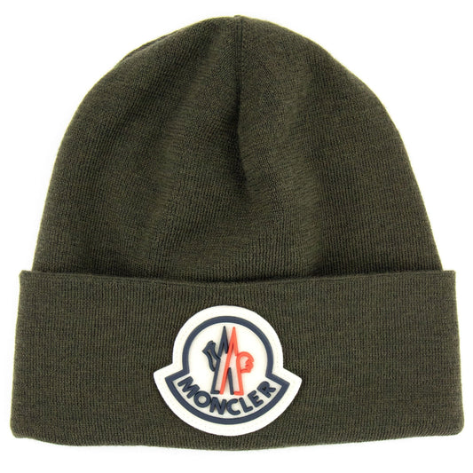 Moncler Large Logo Beanie Hat Dark Green