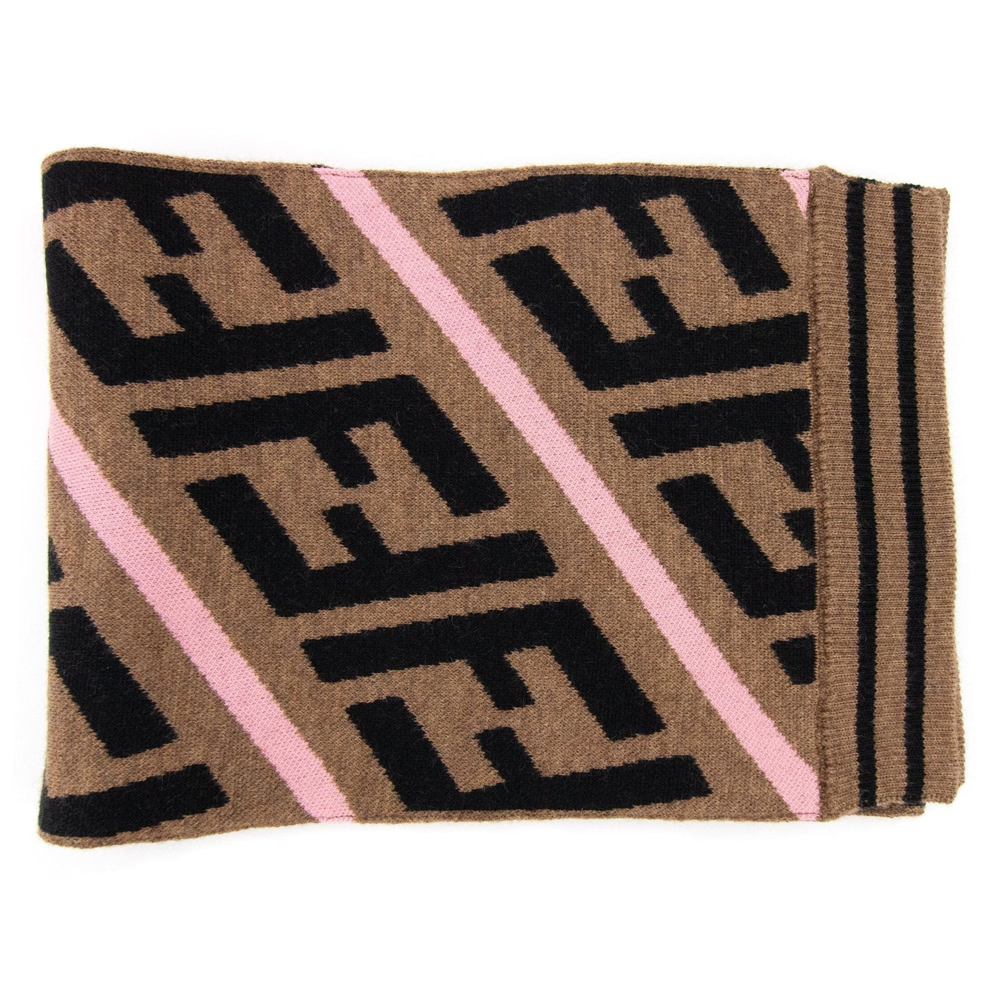 Fendi Kids FF Logo Knitted Scarf Rococo Zucca