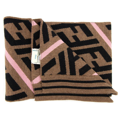 Fendi Kids FF Logo Knitted Scarf Rococo Zucca
