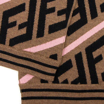 Fendi Kids FF Logo Knitted Scarf Rococo Zucca