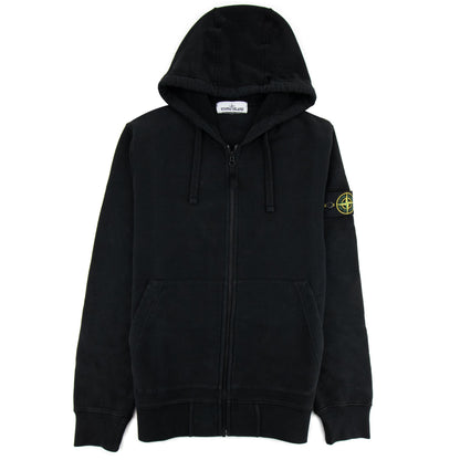 Stone Island Open Zip Up Hooded Sweatshirt Black V0029