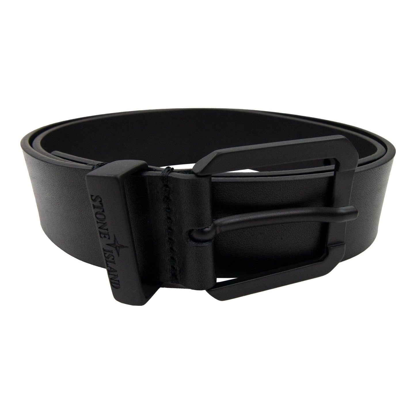 Stone Island Junior Logo Leather Belt Black V0029