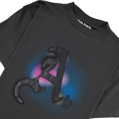 Palm Angels Garment Dyed Air Print T Shirt Black/black
