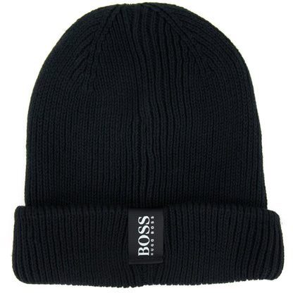 Hugo Boss Kids Cotton Beanie Hat Black