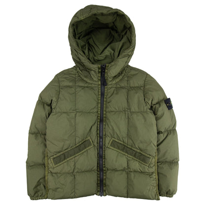 Stone Island Junior 40333 Garment Dyed Crinkle Reps Ny Down Jacket Khaki V0054