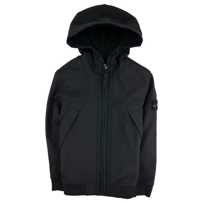 Stone Island Junior Compass Hooded Woven Jacket Black V0029