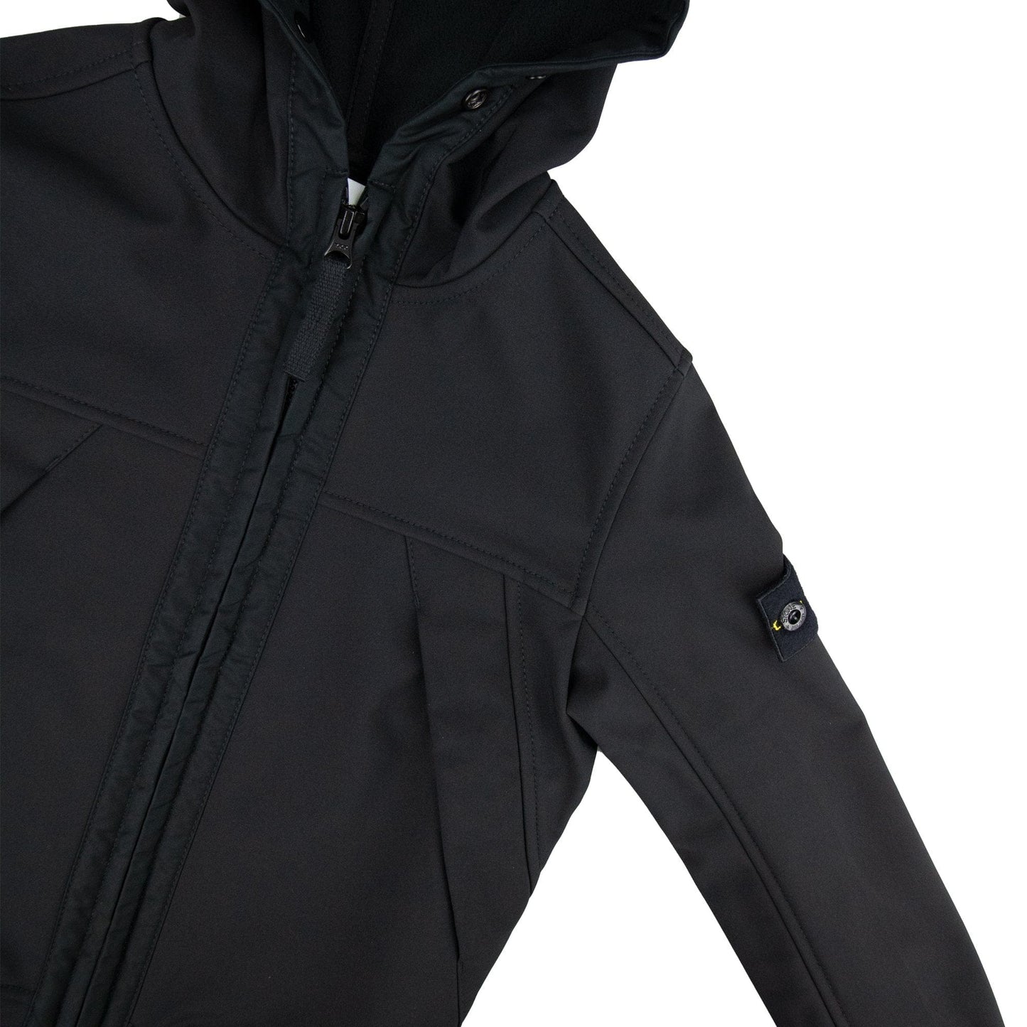 Stone Island Junior Compass Hooded Woven Jacket Black V0029