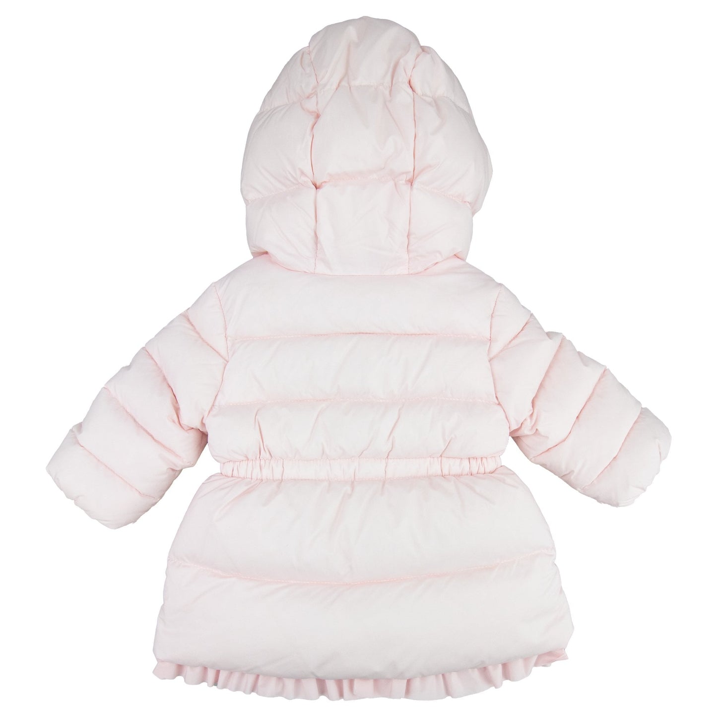 Moncler Junior Kithera Fur Hooded Longline Puffa Jacket Pink 503