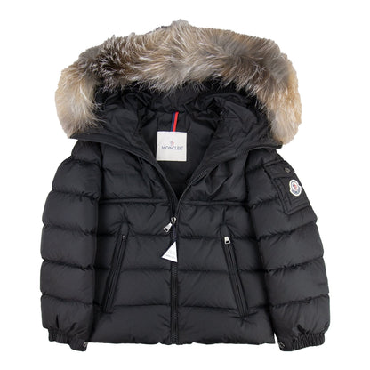 Moncler Junior New Byron Fur Coat Black