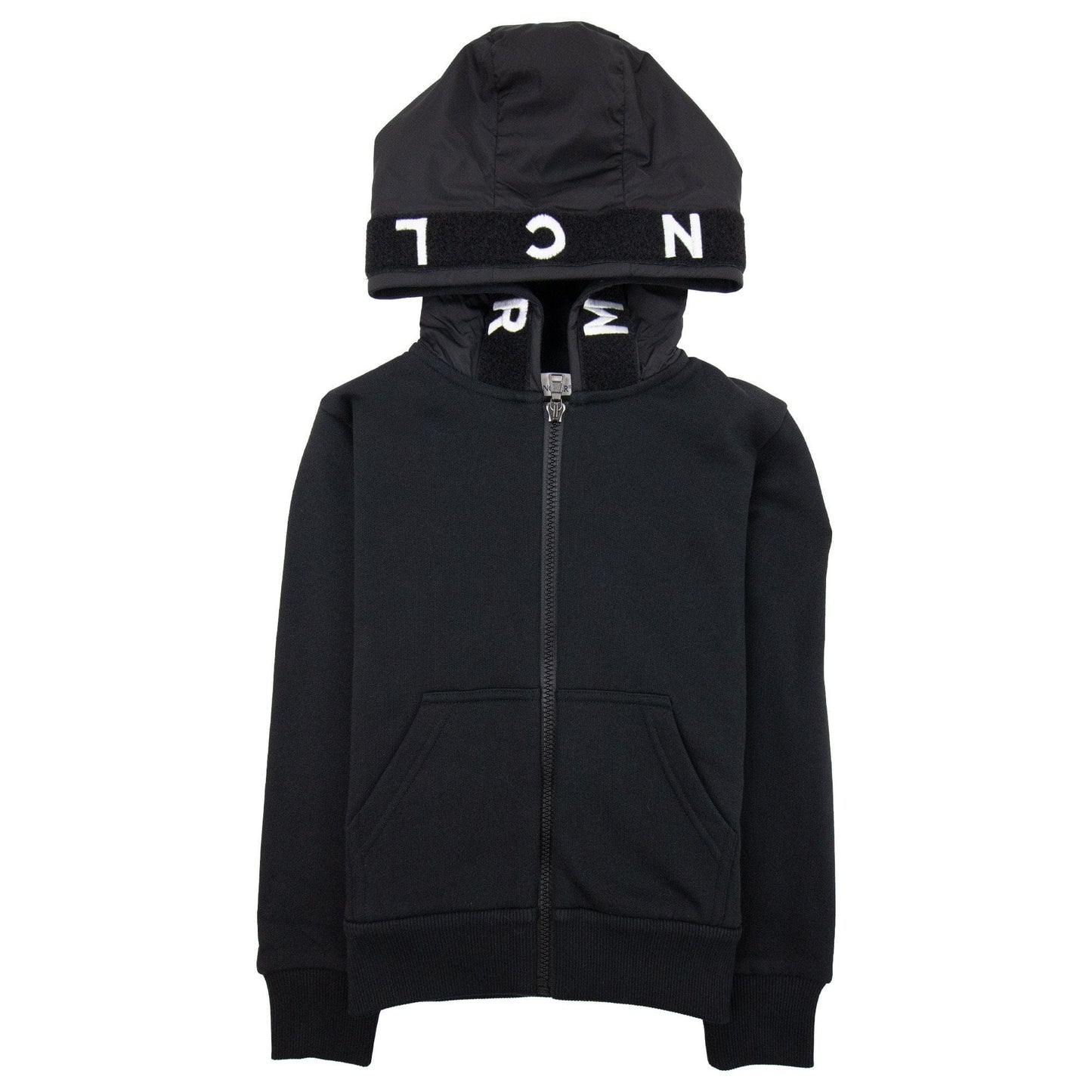 Moncler Junior Zip Badge Hoody Bold Letters Black